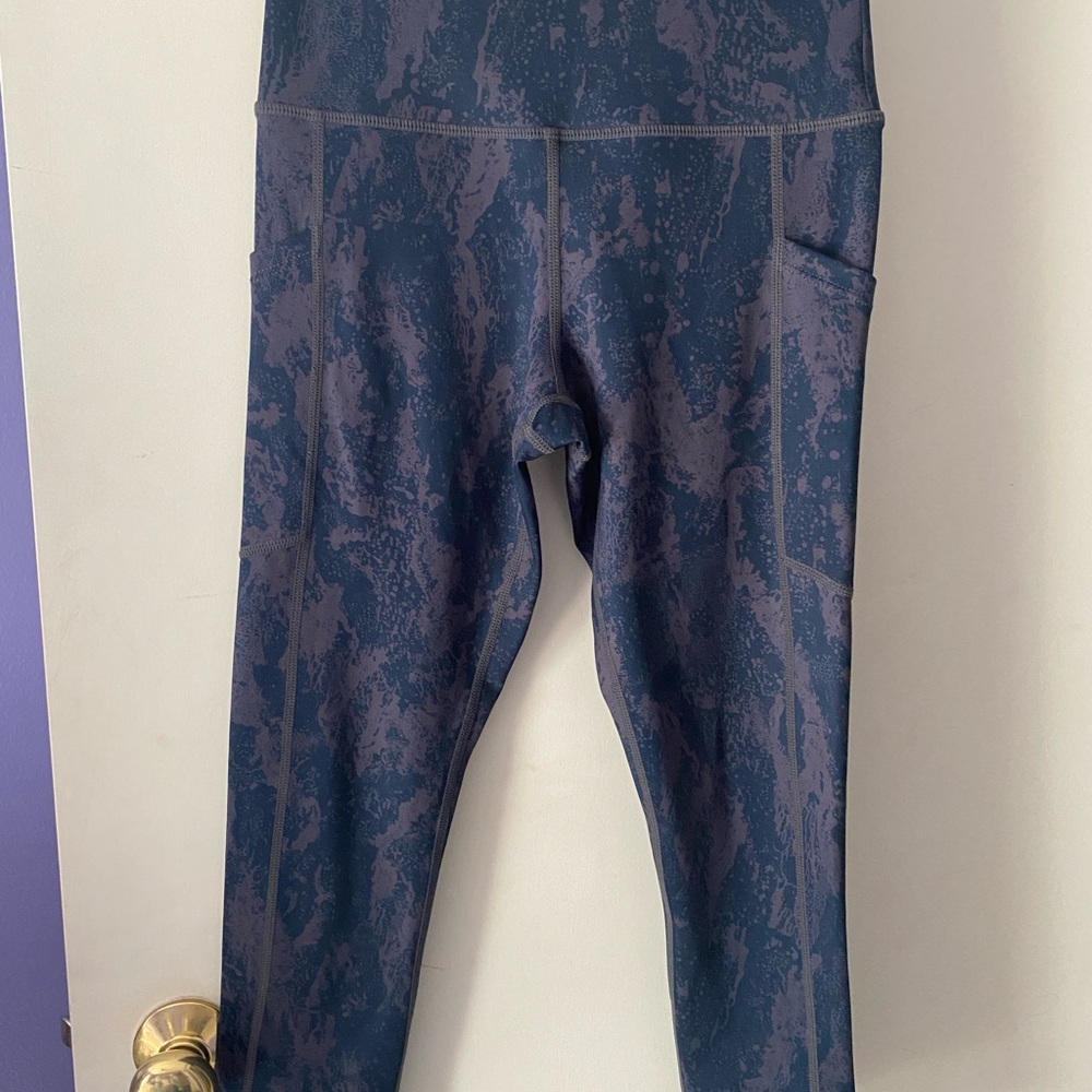 ZYIA Blue Textured Leggings High Waist Performance